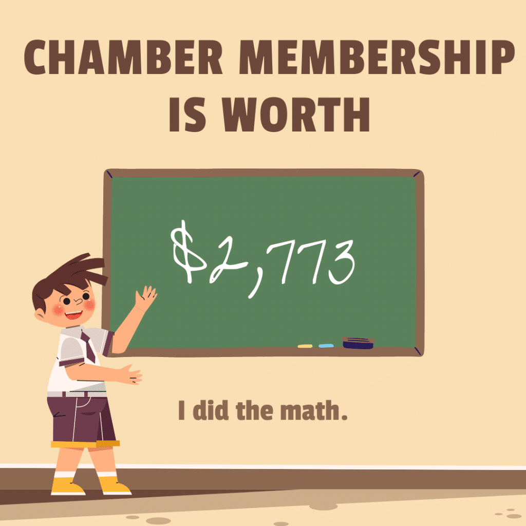 Chamber Membership is worth $2,773 - I did the math.