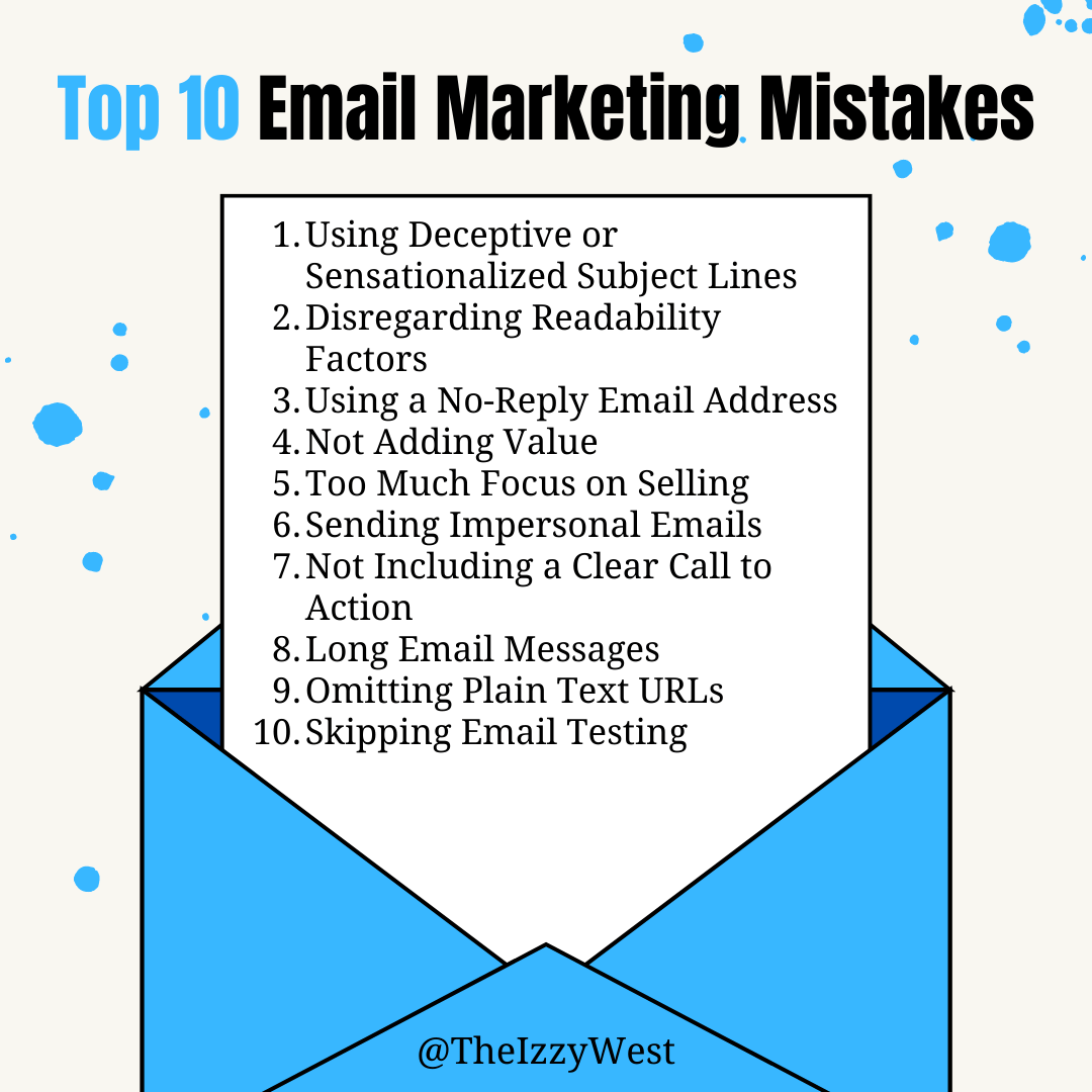 Top 10 Email Marketing Mistakes To Avoid - Izzy West LLC