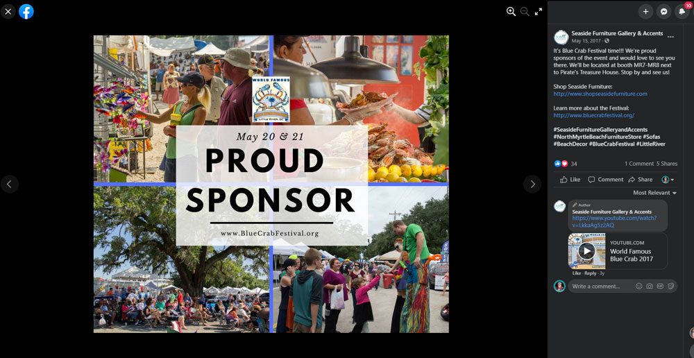 Proud Sponsor image example of Blue Crab Festival