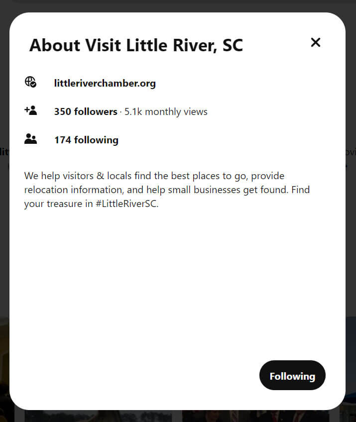 Visit Little River SC Pinterest bio