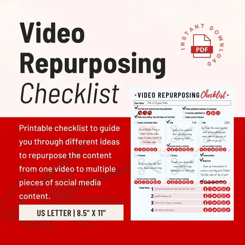 printable video repurposing checklist