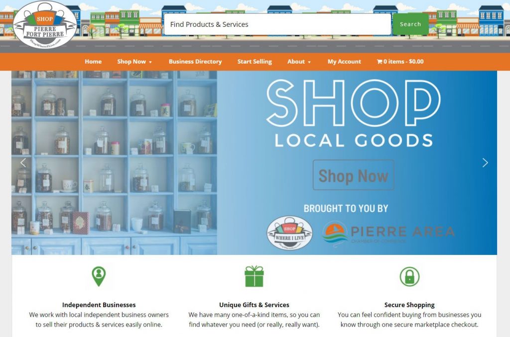 Shop Where I Live online marketplace by Pierre Area Chamber