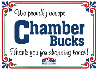 we accept chamber bucks window decal